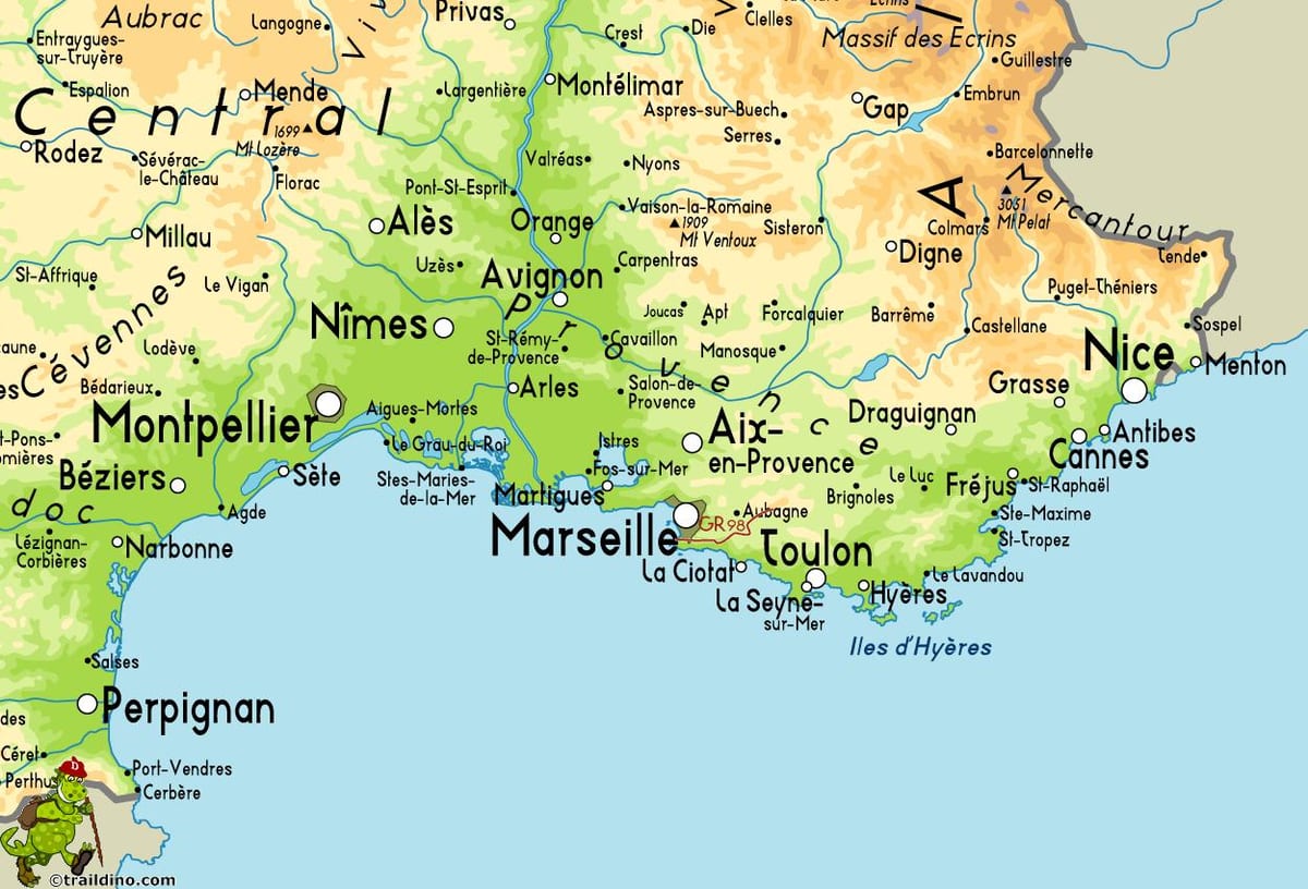 mapa de Marseille e arredores