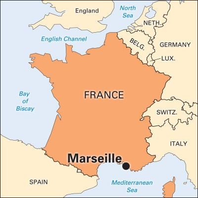 onde está Marselha, na frança, mapa de