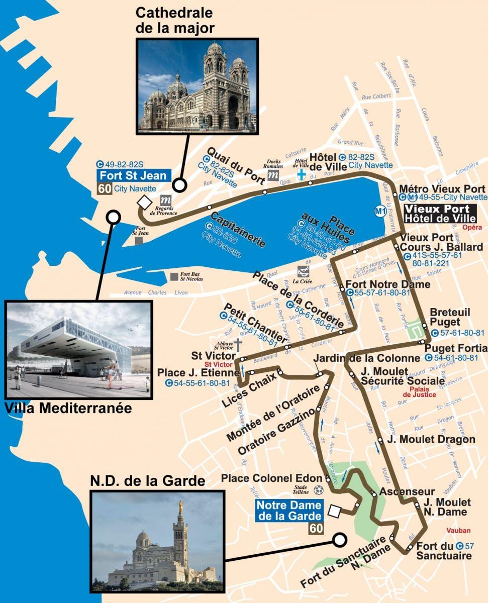 mapa de Marseille ônibus 60 mapa