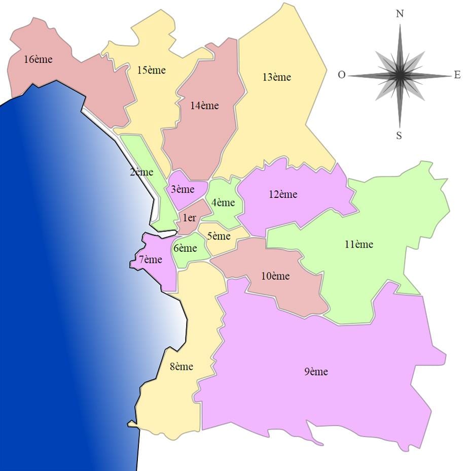 mapa de Marselha distrito