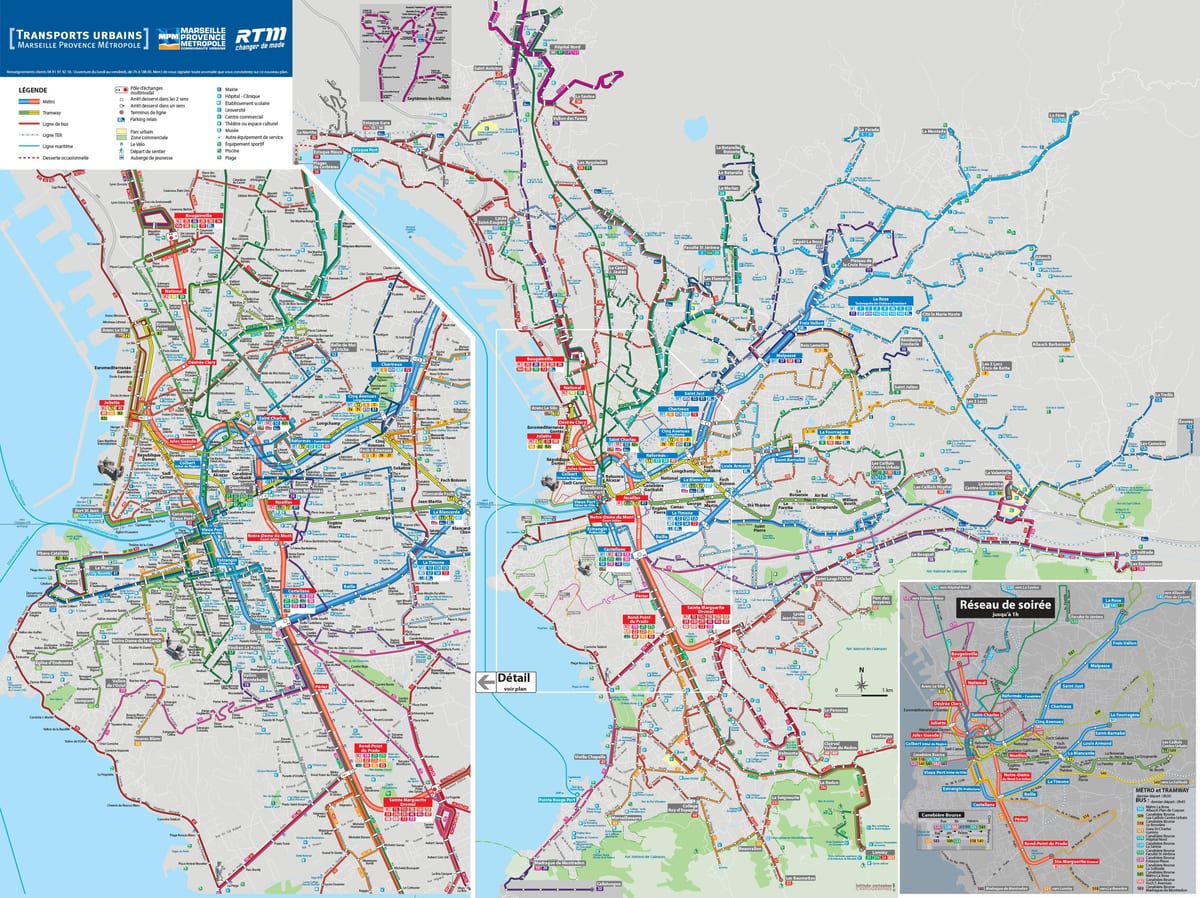 Marselha ônibus mapa de rotas