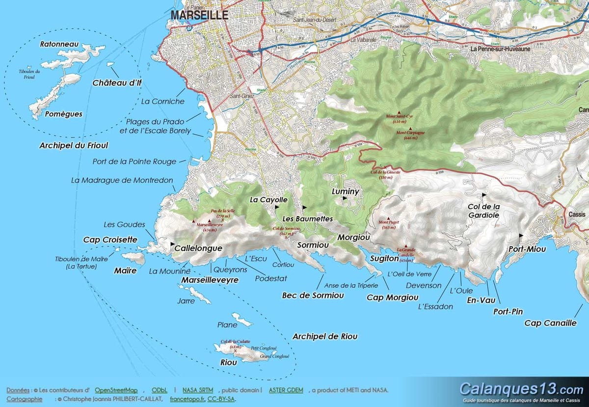 mapa geográfico da Marseille