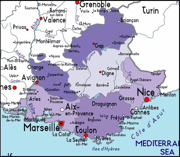 mapa de Marseille região