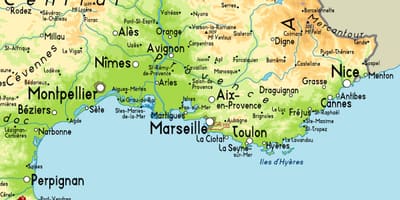 Mapa de Marseille e arredores